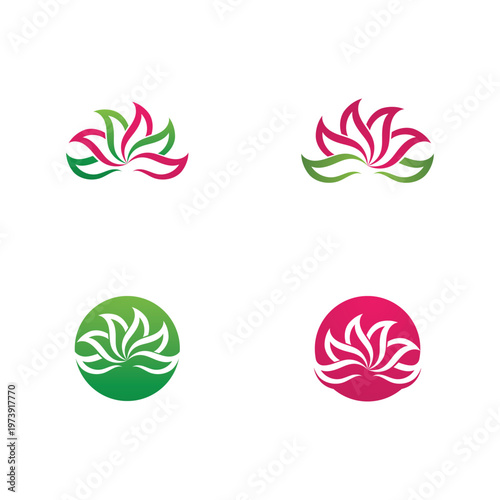  lotus flowers design logo Template