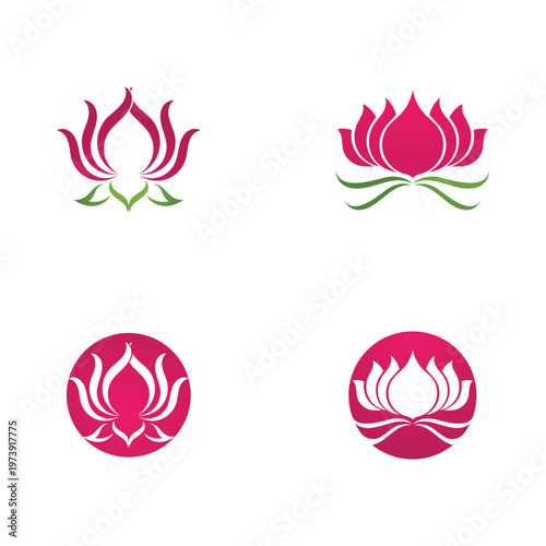  lotus flowers design logo Template