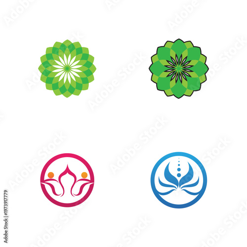  lotus flowers design logo Template