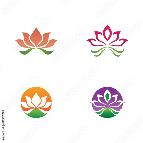  lotus flowers design logo Template