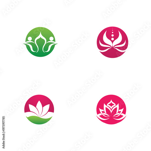  lotus flowers design logo Template