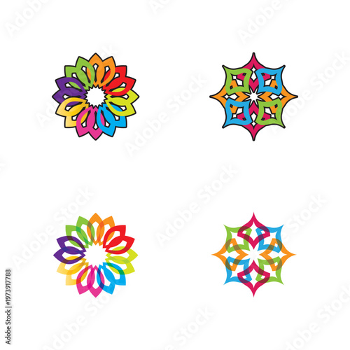  lotus flowers design logo Template