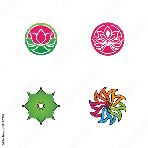  lotus flowers design logo Template