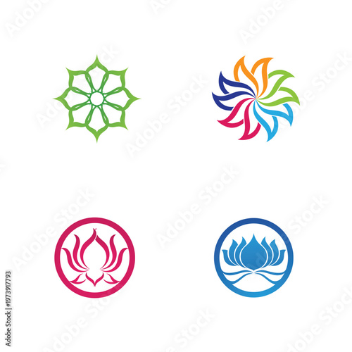  lotus flowers design logo Template