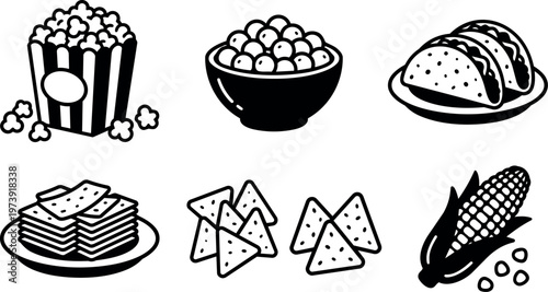 Popcorn bowl tacos nachos corn and crackers