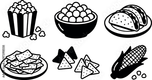 Popcorn tacos nachos chips corn
