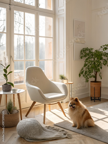 Bright Cozy Interior with Soft Daylight Streaming In