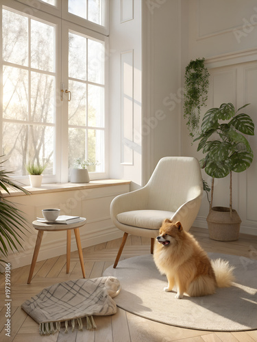 Bright Cozy Interior with Soft Daylight Streaming In
