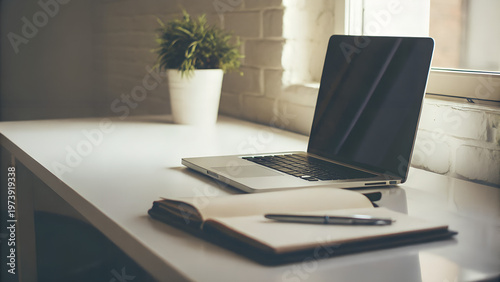 Minimalist Workspace Setup Featuring a Laptop