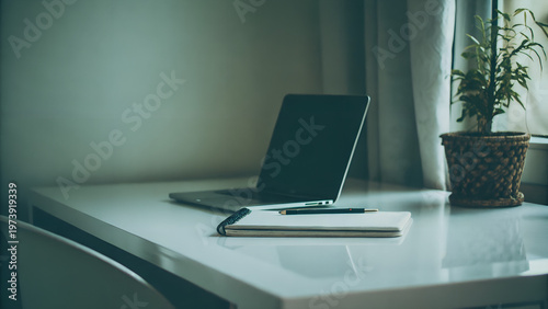 Minimalist Workspace Setup Featuring a Laptop