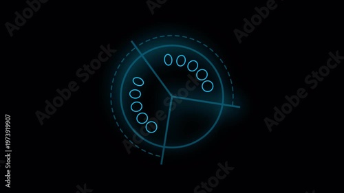 Futuristic Data Tracking Radar HUD Animation with Circular Nodes, Digital Analysis Interface Loop