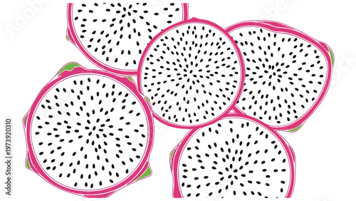 Vibrant Dragon Fruit Slices Pattern for Healthy Food & Tropical Designs