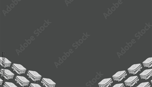 Sandwich Pattern Design. Frame Grilled Food Illustration Style. Layered Bread Filling Motif. Handdrawn Fast Food Pattern. Background For Packaging Textile.