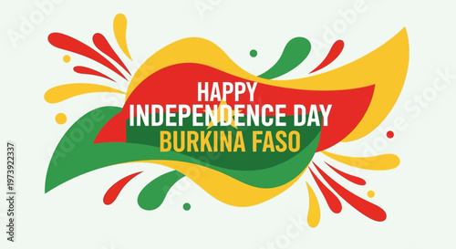 Happy Independence Day Burkina Faso greeting card with flag colors