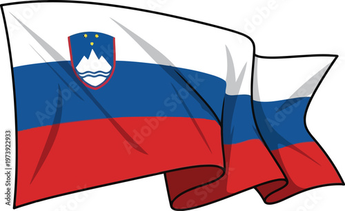 Waving flag of Slovenia isolated on white background national symbol of Slovenian republic country illustration