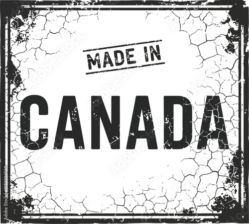 Made In Canada Grunge Rubber Stamp Vector Sign Isolated On White Background For Product Labeling