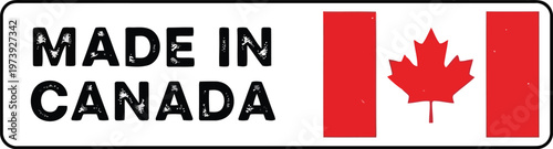 Made in Canada label with national flag icon for product packaging and manufacturing branding design