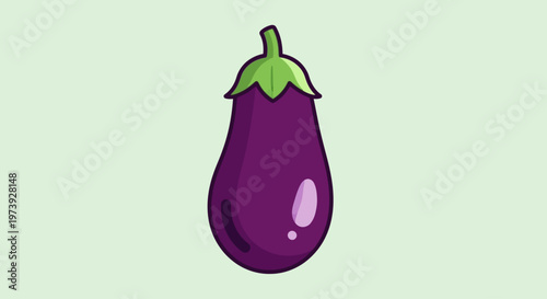 Purple Eggplant Vegetable Fruit Cartoon Illustration.