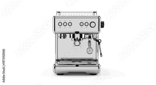Silver Espresso Machine with Control Panel.
