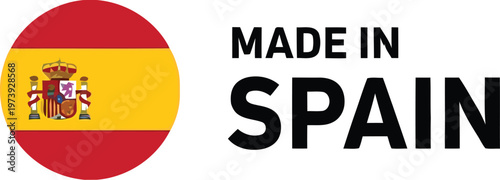 Made in Spain label with Spanish national flag icon for product origin and quality certification