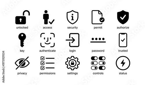 Security icons collection for access and privacy control
