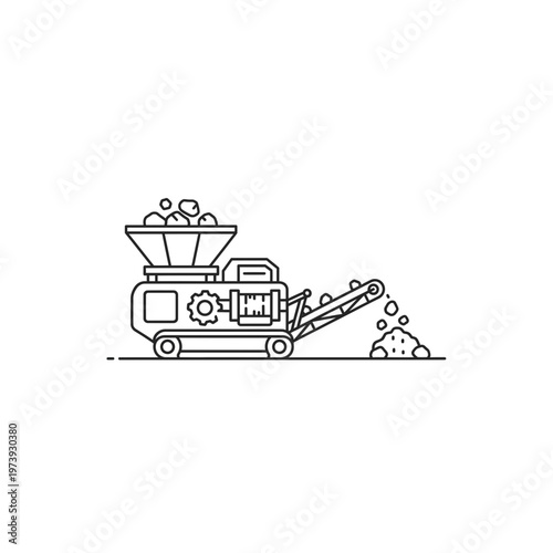 Construction machinery crushing rocks