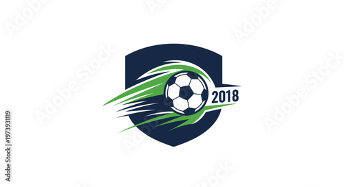 Soccer 2018 Logo Design - Football Tournament Emblem with Speed Lines