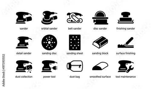 Various types of sanders and sanding tools for surface finishing