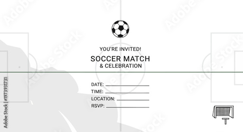Soccer Match Invitation Template - Football Game Party Celebration Event