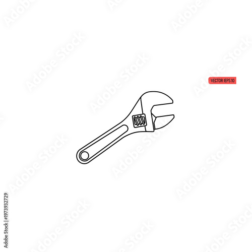 Adjustable wrench outline illustration