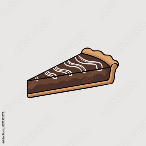 Chocolate cream pie slice with whipped topping illustration