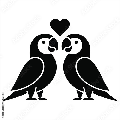 Cute Beautiful Love Birds Couple Standing Together With Heart Shapes Vector Illustration