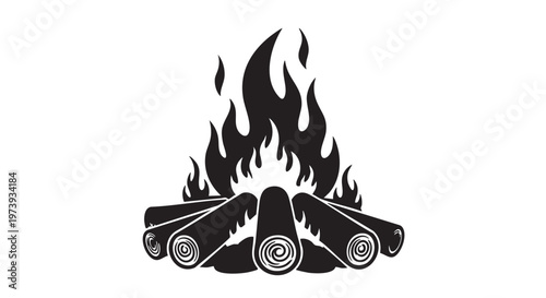 Burning rolled up dollar bills in black and white silhouette for financial crisis