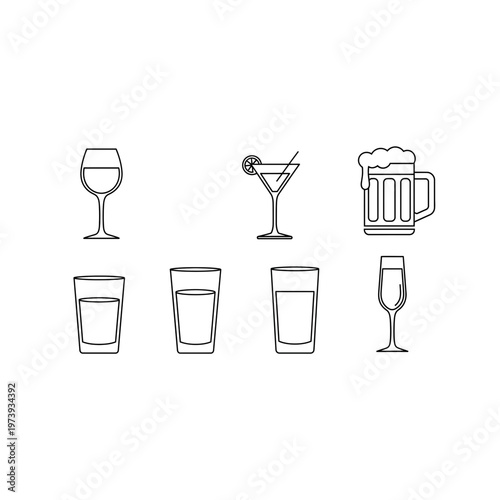 Photos Outline icons of various alcoholic beverage glasses with ideal for representing