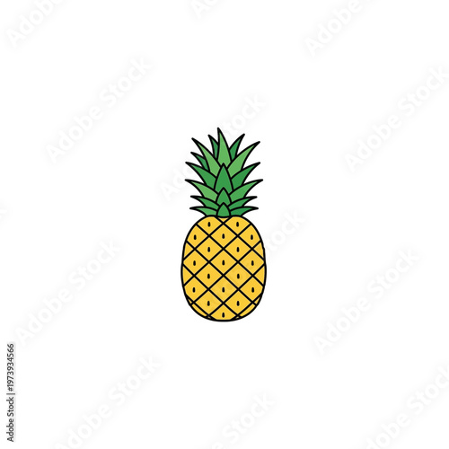 Colorful pineapple fruit illustration with green leaves