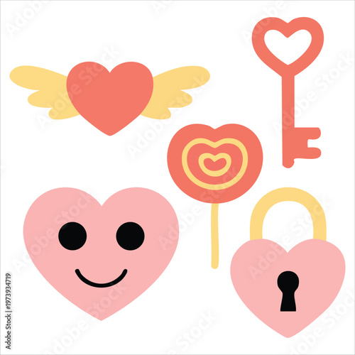 Love Celebration Icons Collection Hand Drawn Style Vector Art For Greeting Cards