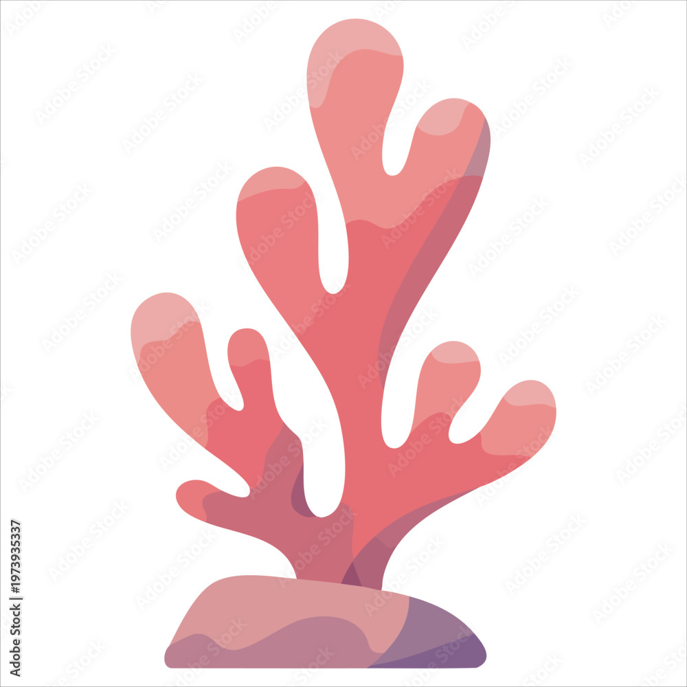 Obraz premium Coral Plants On A White Background Vector Illustration For Marine Life Graphics