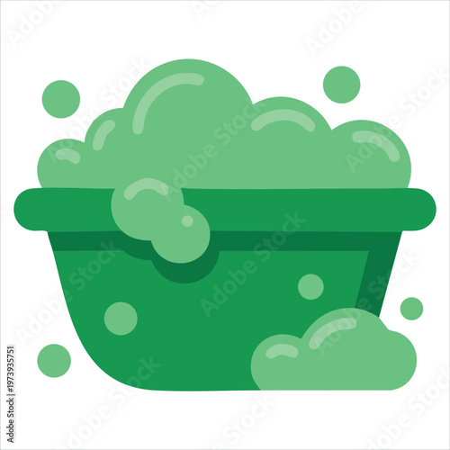 Soaking Laundry Wash Basin With Foam Hand Washing Vector Illustration On White Background