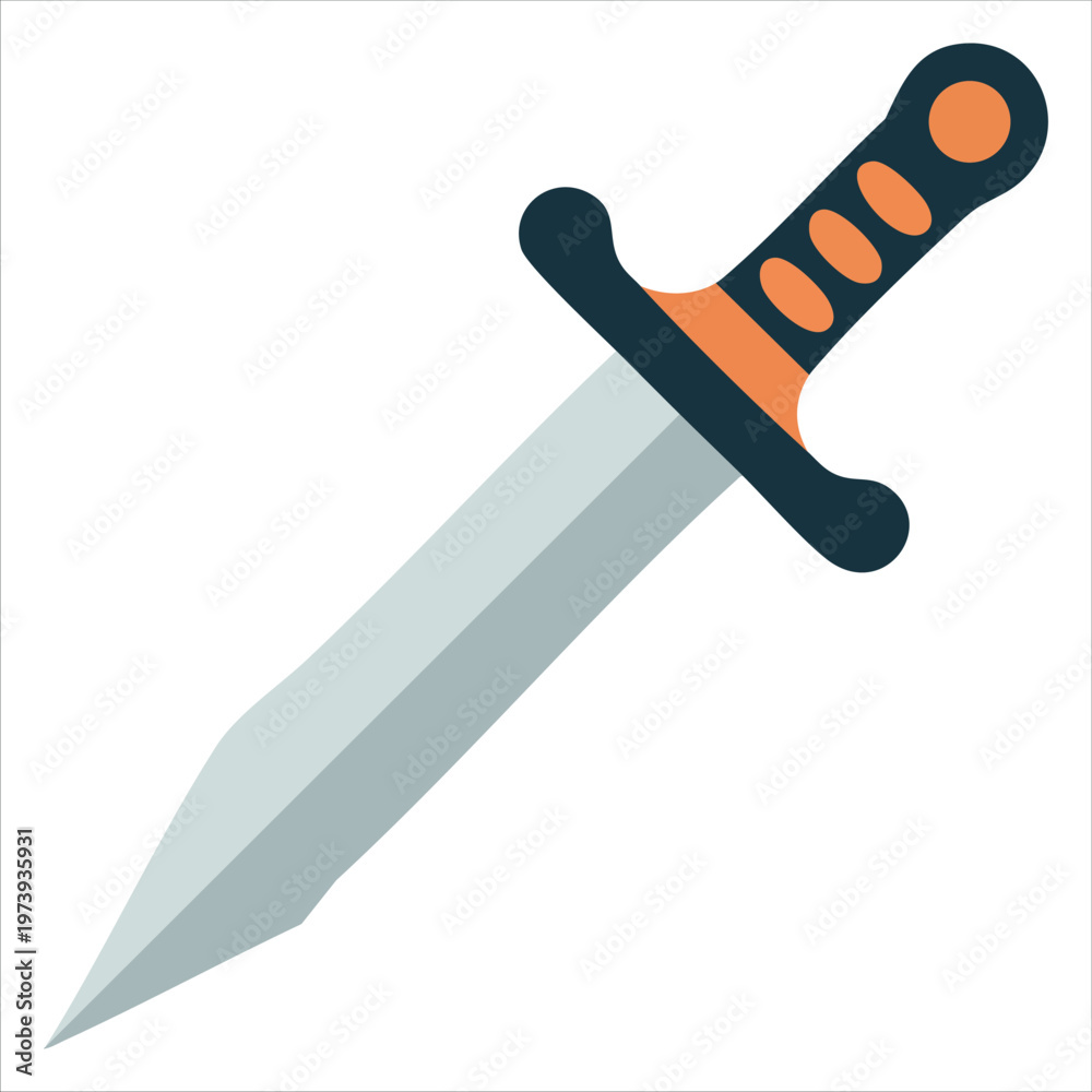 Obraz premium Dagger Knife Icon Vector Illustration Flat Design Isolated On White Background Emoticon Symbol