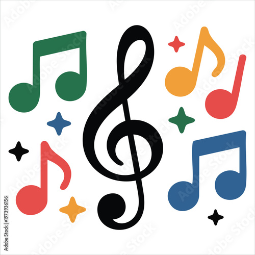 Musical Note Flat Icon Melody Illustration Sound Element Design Isolated Clipart Vector