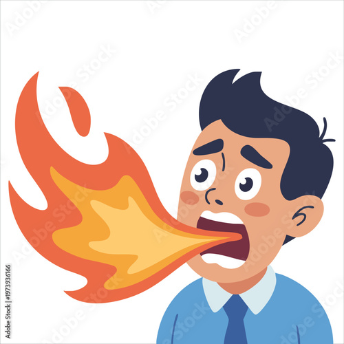 Person Suffering From Chest Burning Sensation Vector For Health And Wellness Illustrations