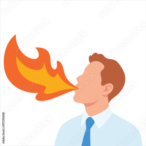 Digestive Discomfort Character After Spicy Food Flat Vector Art For Medical Graphics