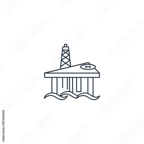 Offshore oil rig platform line icon