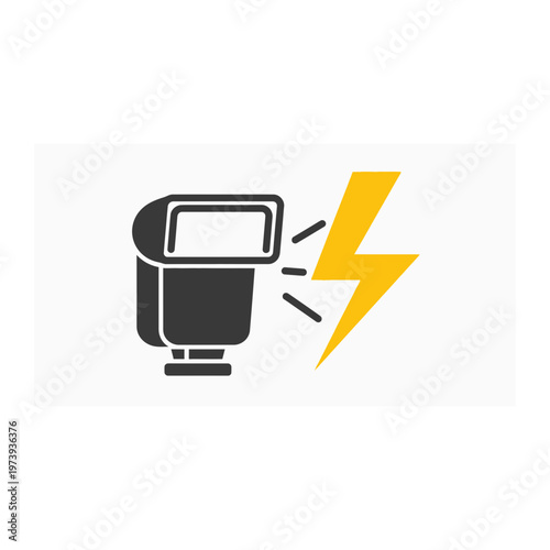 Camera flash unit icon with lighting symbol