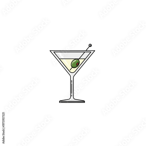 Simple line art martini glass icon