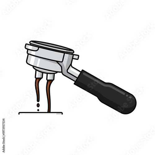 Espresso portafilter with coffee flowing