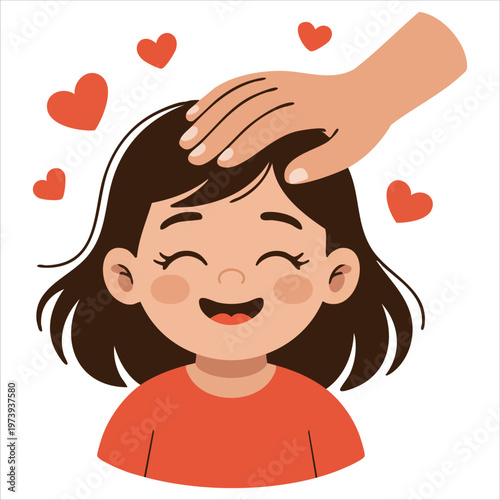 Caregiver Displaying Tenderness by Tenderly Touching Young Childs Head Area