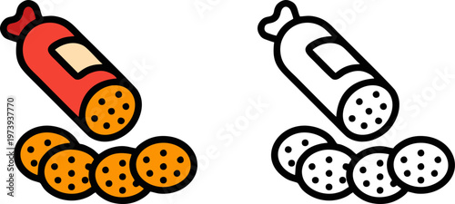 Salami Sausage Slices Meat Product Icon