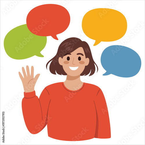 Female Character Engaged in Excessive Conversation with Continuous Talking Expression