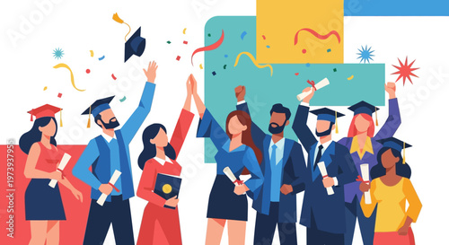 Group of people celebrating graduation day.